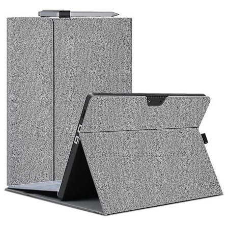 Skyddande fodral i tygtextur TPU + mikrofiberläder för bärbar dator med stativ för Microsoft Surface Pro X