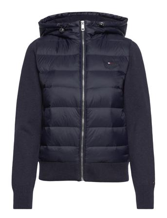 Knit Mix Down Jacket Vuorillinen Takki Topattu Takki Navy Tommy Hilfiger