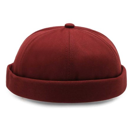 Vin Rød Docker Hat Cap Rolled Screen Hat Beanie Sotmössa