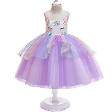 Jente Enhjørning Prinsesse Tyll Tutu Kjole Julebord Bryllup Ballkjole (Lilla)
