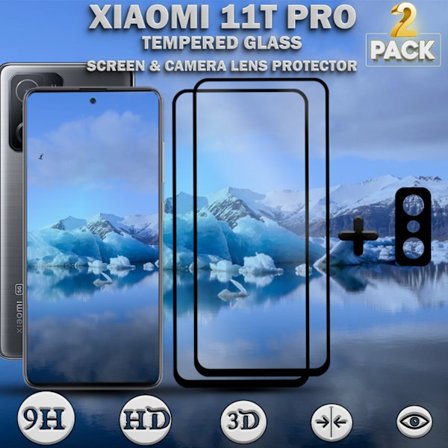 2-Pack XIAOMI 11T PRO Näytönsuoja & 1-Pack linssinsuoja - Karkaistu Lasi 9H - Super laatu 3D