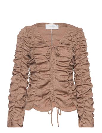 Jill Vita Blouse Bluse Langermet Brun Hosbjerg*Betinget Tilbud