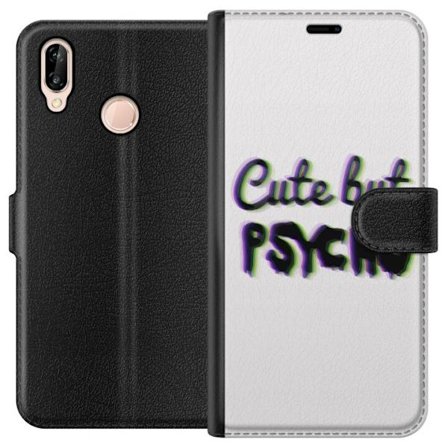 Kompatibel Tegnebogsetui til Huawei P20 lite Rainbow-farvet legetøjsfigur med et glad ansigt og farverige cirkler i en legesyg studieillustration