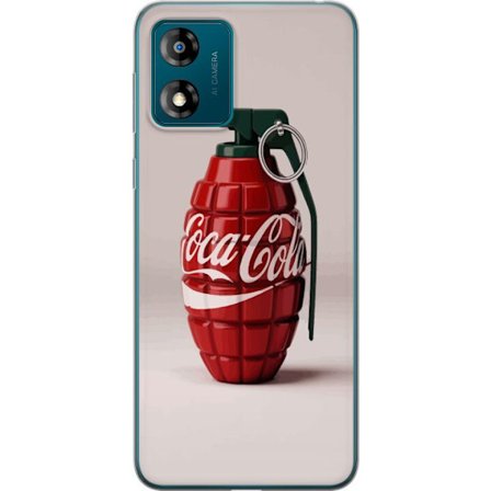 Kompatibelt Mobildeksel til Motorola Motorola Moto E13 Kunstnerisk illustrasjon av Coca Cola granateple i rødt og grønt, pop art inspirert motiv med