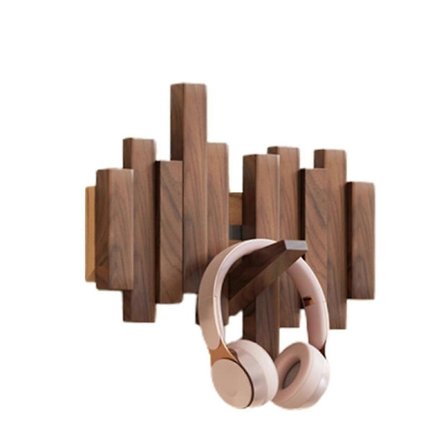 Trä Piano Klädhängare Väggmonterad Multifunktionell Vikbar Hängare Estetisk Rumsinredning Svart Valnöt 3 Krokar