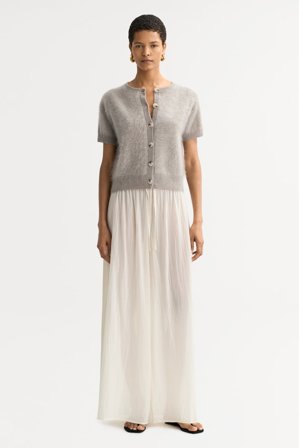 Soft Goat - Brushed short sleeve cardigan - Cashmere cardigan - S - Greige