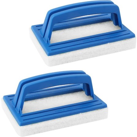 2 st poolväggborste svamp poolskrubbborste mjuk badkar rengöringsborste pool svamprengörare med handtag för simbassäng damm spa (vit)