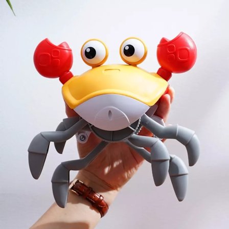 Baby Crawling Crab Musical Toy, Toddler Electronic Light-up Crawling Toy med automatisk (Blå/Orange)