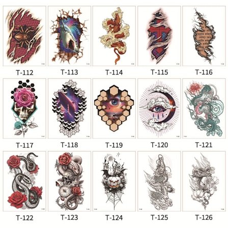 Nya Blom-Armtatueringar, Djur Buddha Staty Vattentäta Svartvita Temporära Överföringstatueringar för Män och Kvinnor