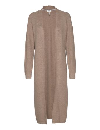 Objmalena L/S Knit Long Cardigan Strikkegenser Cardigan Beige Object