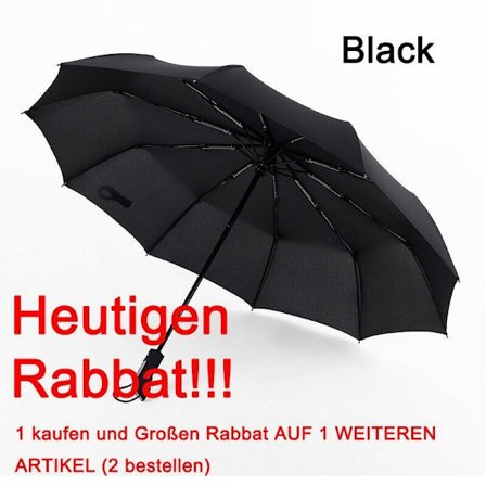 Stormssikker paraply med fuld glasfiber, automatisk, unisex, stabil, stor L-XXL