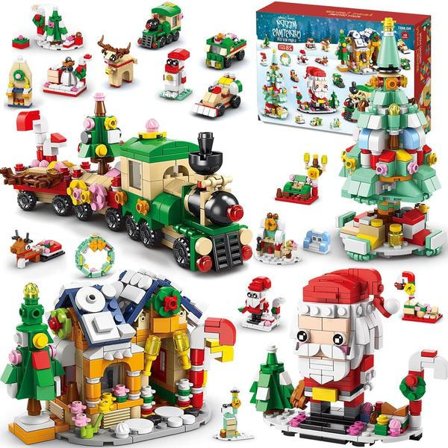 Adventskalender 2024 - Jul Byggeklodser Semestergaver til Børn Teenager 24 Dage Overraskelsesgave Sæt Jul Nedtællingskalender