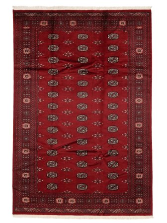 Anudada A Mano Pakistan Bukara 2Ply Alfombra 186X276 De Lana Rojo Oscuro/Negro