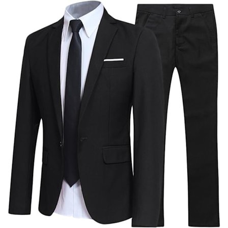 Herre Slim Fit 2-delt Dressjakkesett, Jakke, Bukser