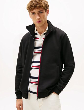 Tommy Hilfiger Global Stripe Zip Through - Black - XL