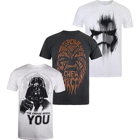 Star Wars T-shirt Herrkaraktär (paket Med 3) M Vit/grafit/