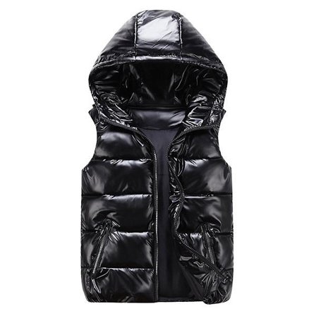 Sliktaa Unisex Skinnende Vandtæt Ærmeløs Jakke Letvægts Puffer Vest Sort M