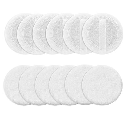 Pudderkvaster, 12-pak runde makeup-svampe i velour, vaskbare bomuldsapplikatorer til løst ansigtspudder (hvid)