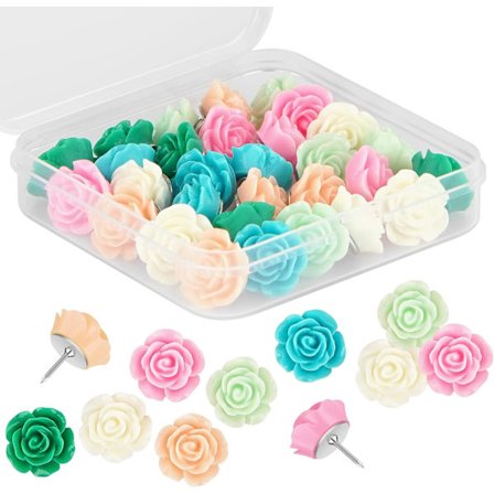 Push Pins for Korktavle - 30 stk Dekorative Push Pins med Etui, Cu