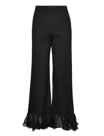 Pants Heavy Jersey With Frill Utsvängda Byxor Svart ROTATE Birger Christensen