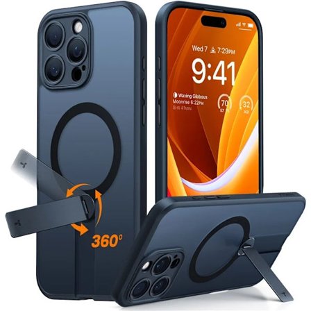 TORRAS Mobilskal till iPhone 16 Pro Magsafe Rotating Kickstand - Svart