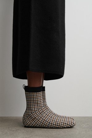 COS Women's Checked Knitted Sock Boots in Beige