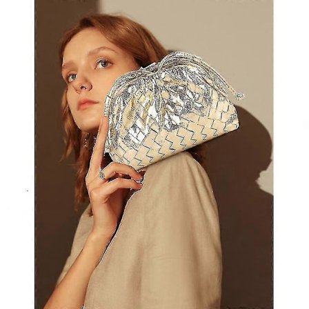 PU Vevd Veske Satchel Cloud Mini Lær Clutch Bag-Yvan