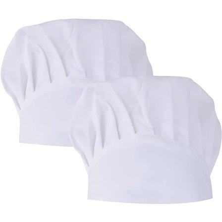 2 kpl aikuisten kokin hattu, valkoinen kokin hattu miehille naisille, säädettävä keittiöhattu joustavalla nauhalla, ammattimainen uudelleenkäytettävä 