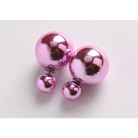 Örhängen Med Dubbla Pärlor - Dubbelpärlade - Blanka Ljus Rosa Rosa