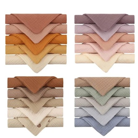 5 Pcs Towel Baby Face Cloth Baby Bath Towel Handkerchief Cotton Burp Cloth Soft Absorbent Gauze Kindergarten Washcloth