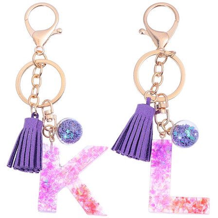 4 stk Harpiksbogstav K L Vedhæng Nøgleringe Tilbehør til Piger Kvinder