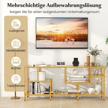 Tv-skab Tv-bord til fjernsyn op til 65 tommer Tv-bord guld 147 x 40 x 62 cm