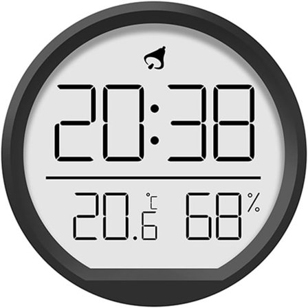 Digitalt ur med temperaturmåler, alarmfunktion, magnetisk/vægmonterbart design til hjemmekontor, sort