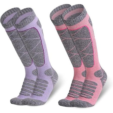 Ski-sokker 2 par, Vinter Lange Varme Termiske Kne-høye Sokker for Utendørs Sport