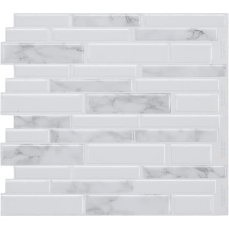 Marmor selvklebende backsplash, 10-ark premium 3D selvklebende fliser for kjøkkenpinne på backsplash, marmorutseende dekorative fliser
