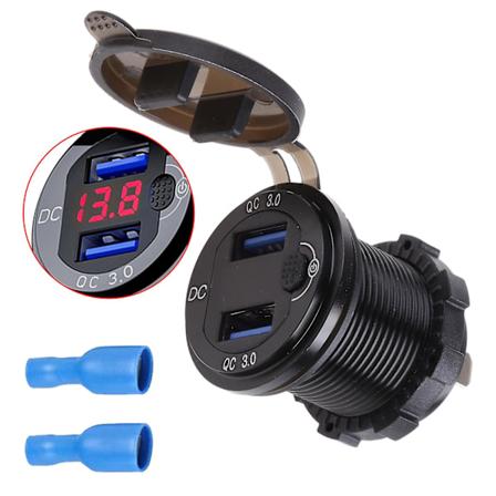 12-24v Kaksi Usb Qc3.0 Latauspistorasia Jännitteenmittarilla Kytkimellä Merialukselle Huviveneelle Rv Red