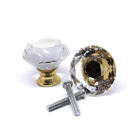 Knoppar 2-pack - Diamant / Kristall med guldfot