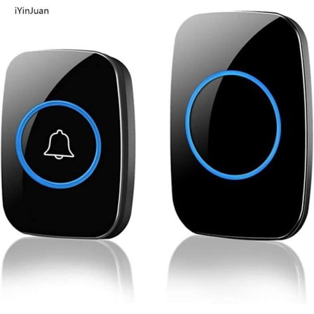 Trådløs dørklokke 300 meter, IP55 vanntett trådløs utendørs dørklokke, 60 melodier med 5 volumnivåer, blå LED