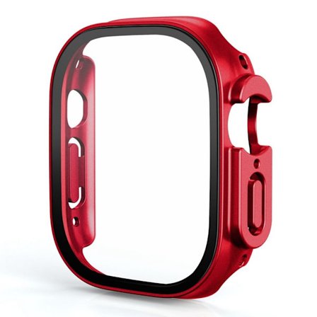 Apple Watch Ultra cover with tempered glass screen protector - Cola Red