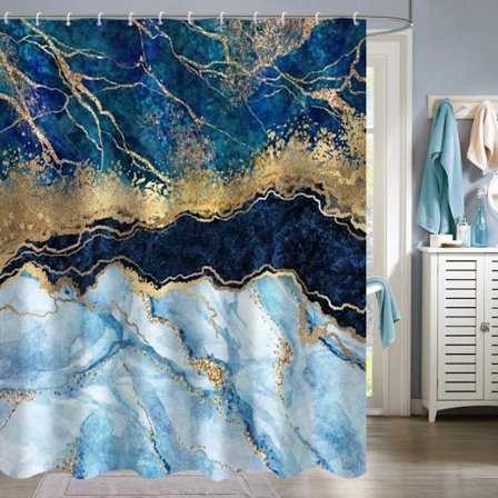 Vandtæt bruseforhæng med marmormønster – fugtbestandigt og vaskbart, 180×180 cm