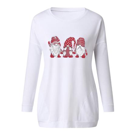 Dam Jul T-shirt Blus Xmas Party Pullover Toppar