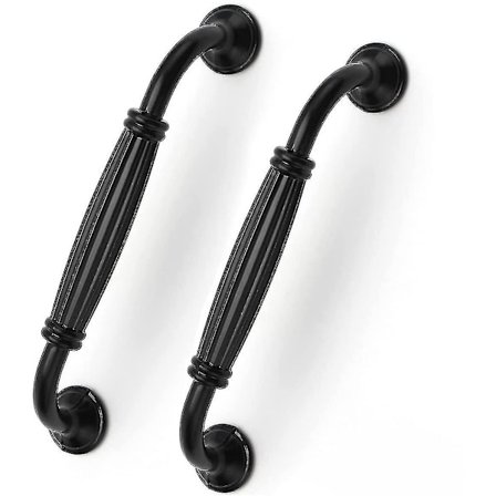 Sett med 12 matte svarte aluminiums skapdørhåndtak, lange knute skuffehåndtak for kjøkken