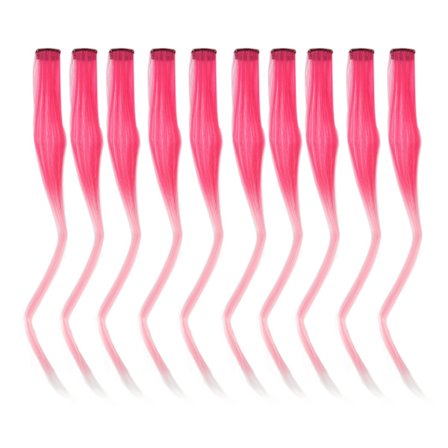 10 st Lång Rak Gradient Hårklämma Röd Rosa Slingor Hårförlängning för Cosplay Halloweenfester Stilfull Utsökt