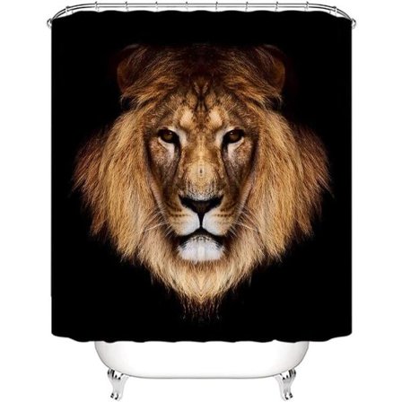 Svart Løve dusjforheng for bad, stoffsett