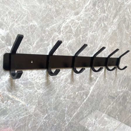 Veggmontert Kleshenger med 6 Kleskroker, Tung, Vanntett Matt Finish - Veggkleshenger (Svart)