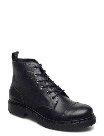 Slfbetty New Laceup Crocooot Black Selected Femme