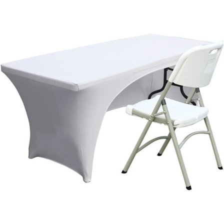 IC Spandex ryggløs duk 4 fot (ca 1,2 m) Polyester duk stretch Spandex bordsduk, hvit
