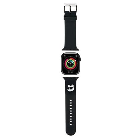Karl Lagerfeld 3D gummi Choupette Heads-armbånd til Apple-klokke 38/40/41 mm - svart