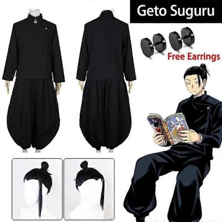 Geto Suguru Cosplay Anime Jujutsu Kaisen Geto Suguru Cosplay-asu Halloween-asu Miesille Only Wig XXL