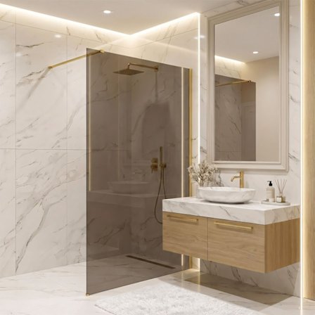 Duschvägg Rea Flexi Brown 80 Borstat Guld